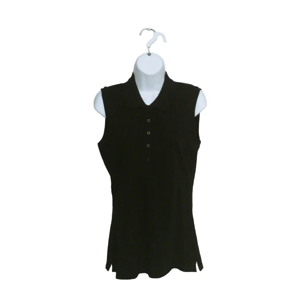 PURE Alfred Sung Black Half Button Down Tennis Top Small NWT